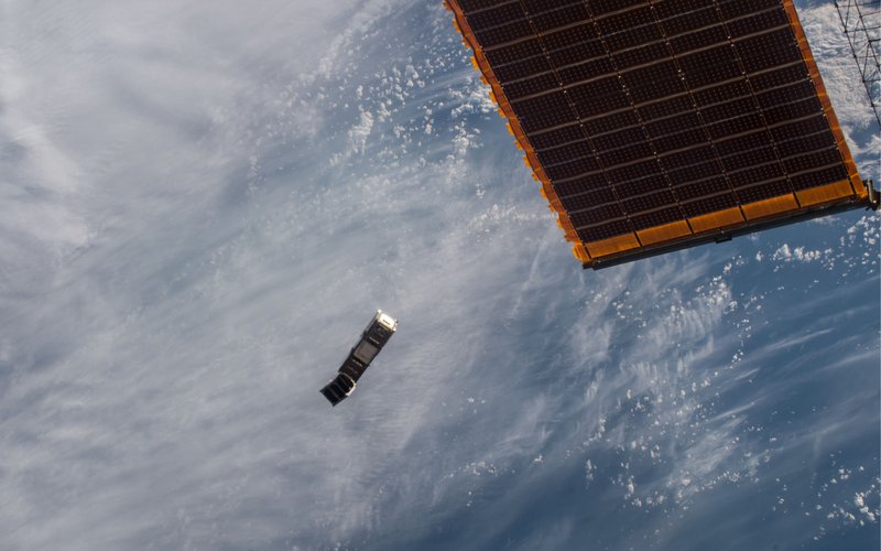 GOMX-3 CubeSat after its deployment from the ISS