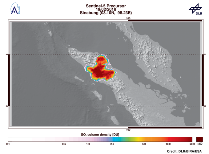 Sulphur dioxide from Mt. Sinabung volcanic eruption