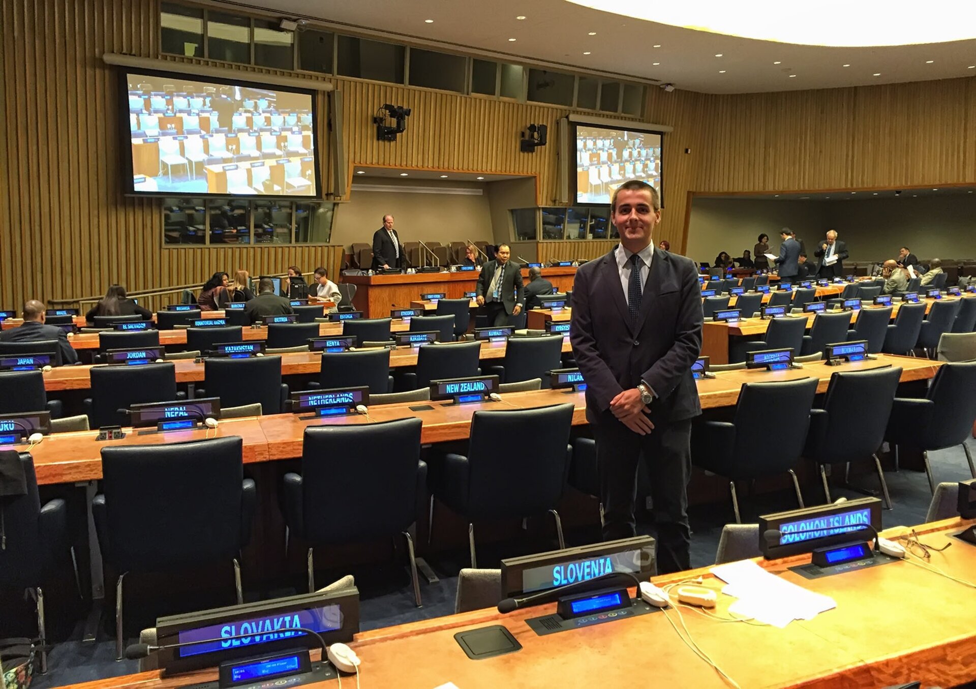 Tomas at the 4th Committee of UNGA when it was dealing with space, from 2016 sessions