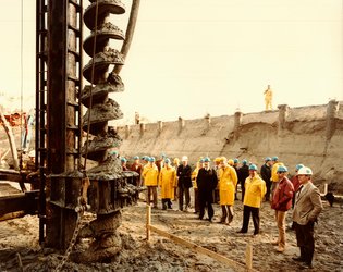 Breaking ground for Test Centre expansion, 1982