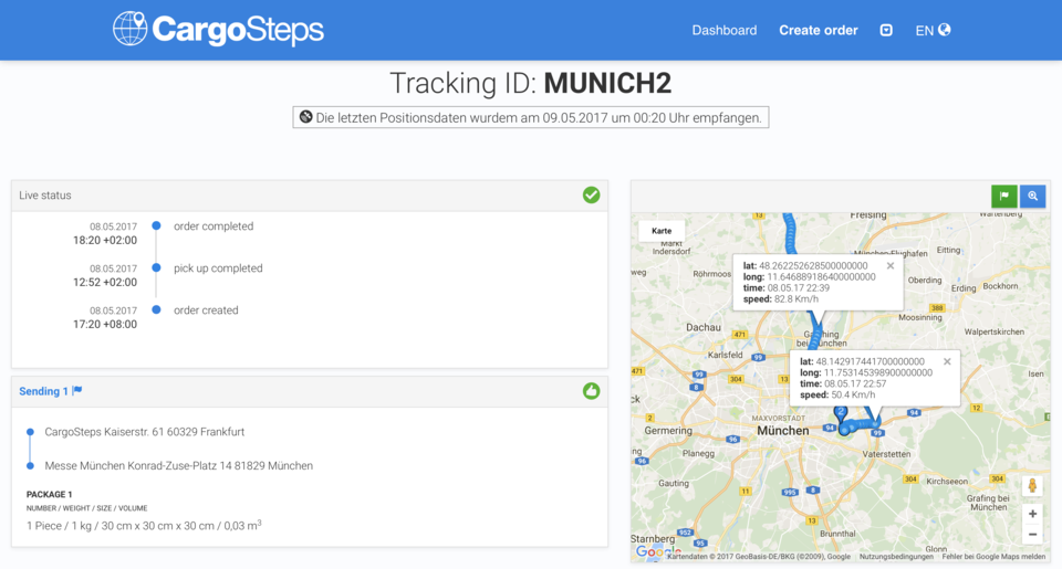 CargoSteps tracking
