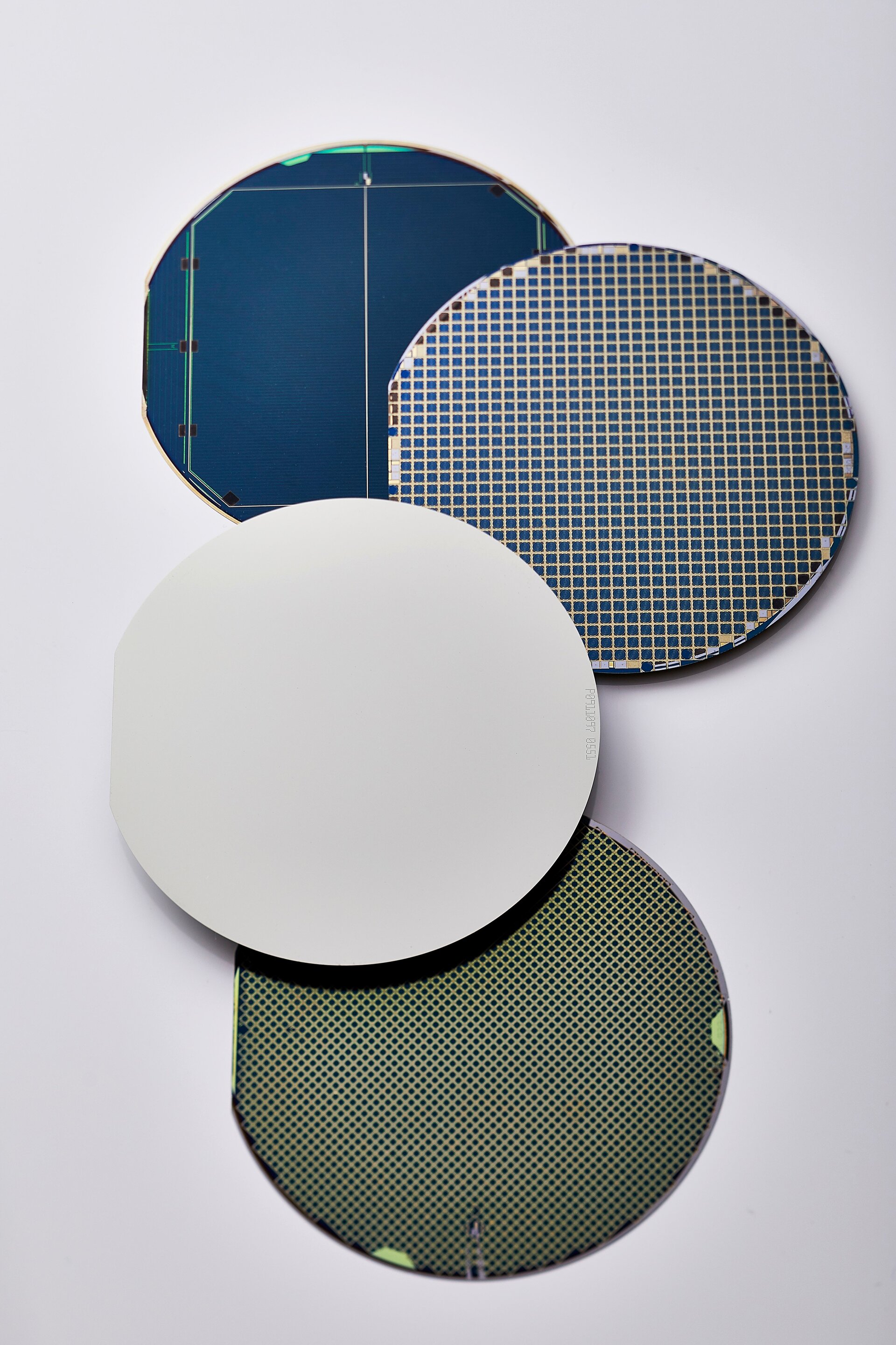 Germanium wafers before and after cell manufacturing for different applications