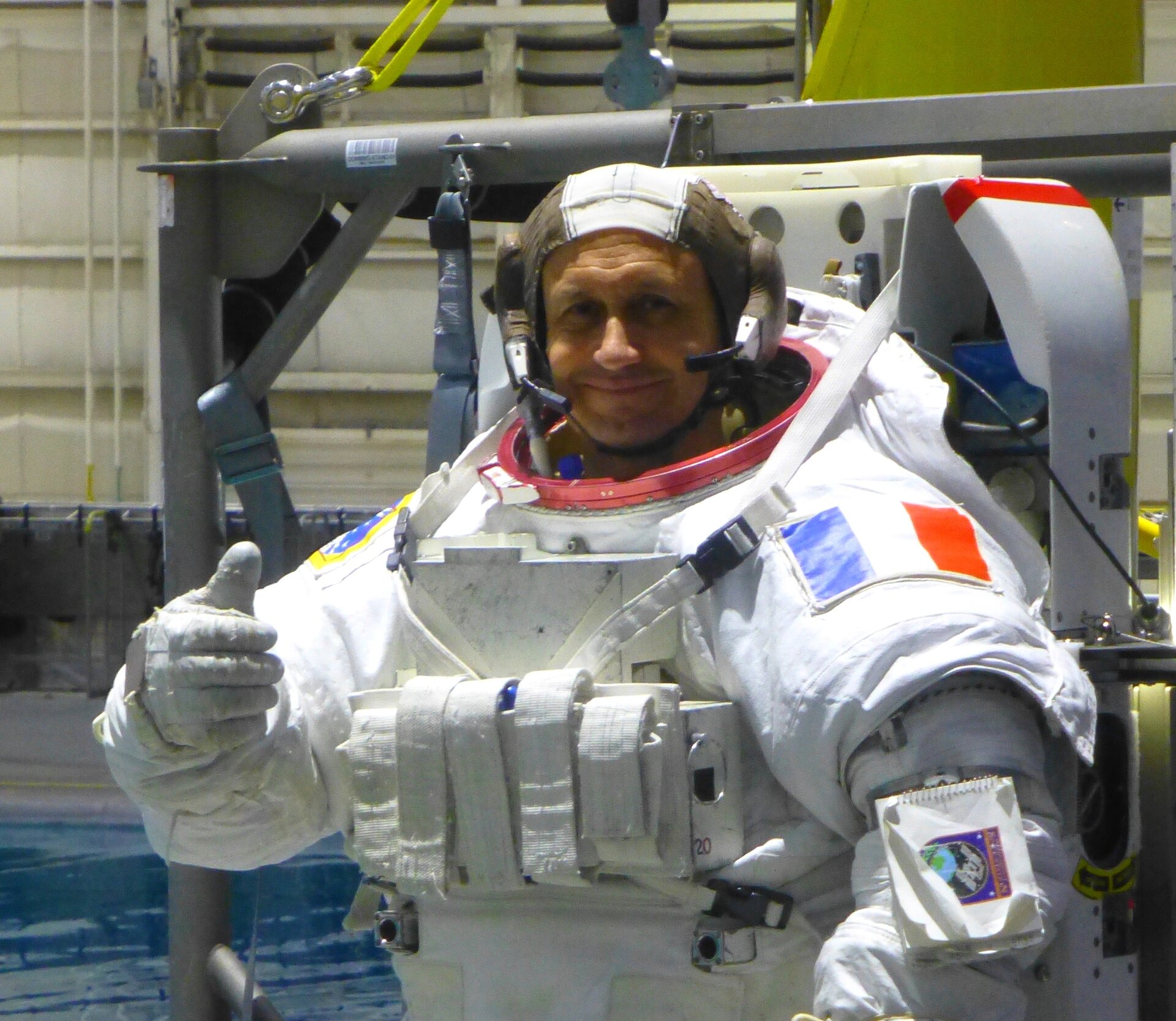 Hervé Stevenin en entrainement EVA à la NASA-NBL (Houston) en mars 2018.