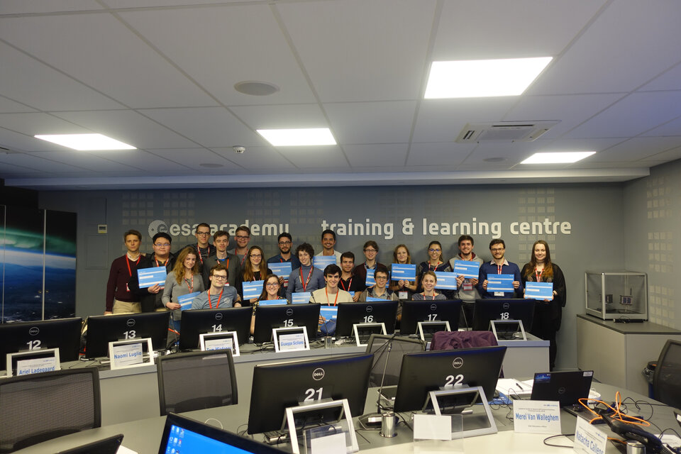 Students with their training participation certificates