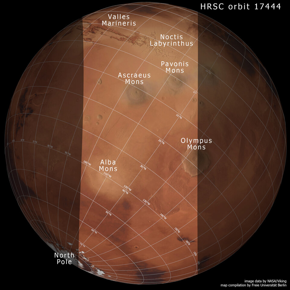 Mapa de la ubicación de Tharsis en Marte