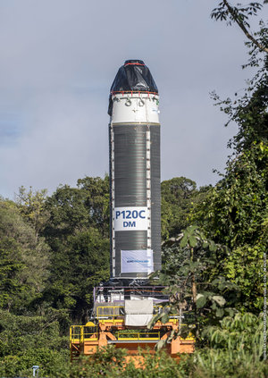 P120C rocket motor transfer to test stand at Europe's Spaceport