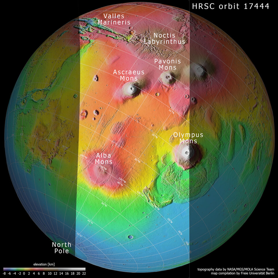 Topografía de Tharsis en Marte