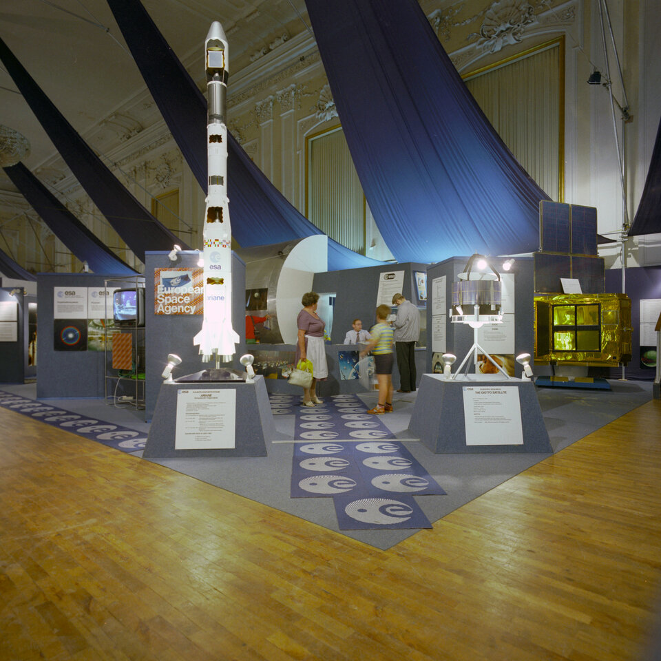 ESA’s stand in the European Pavilion at the Messepalast, Vienna at UNISPACE II, 1982