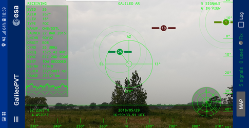 Galileo satellites viewed in smartphone app