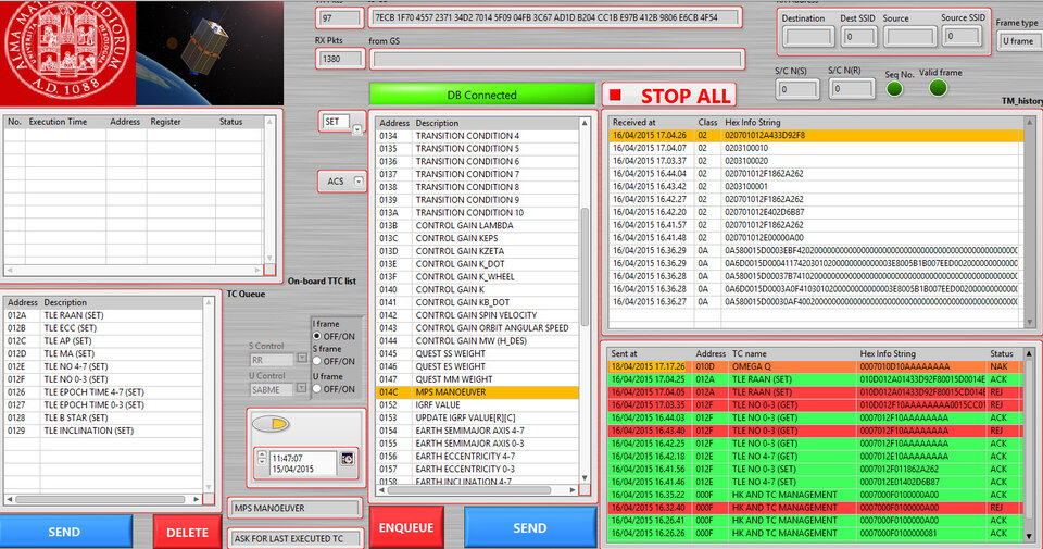 Mission Control System graphical user interface