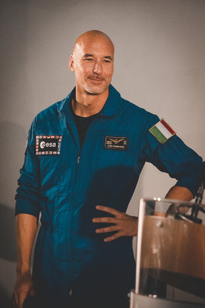 Luca Parmitano during the unveiling of his second mission name and logo