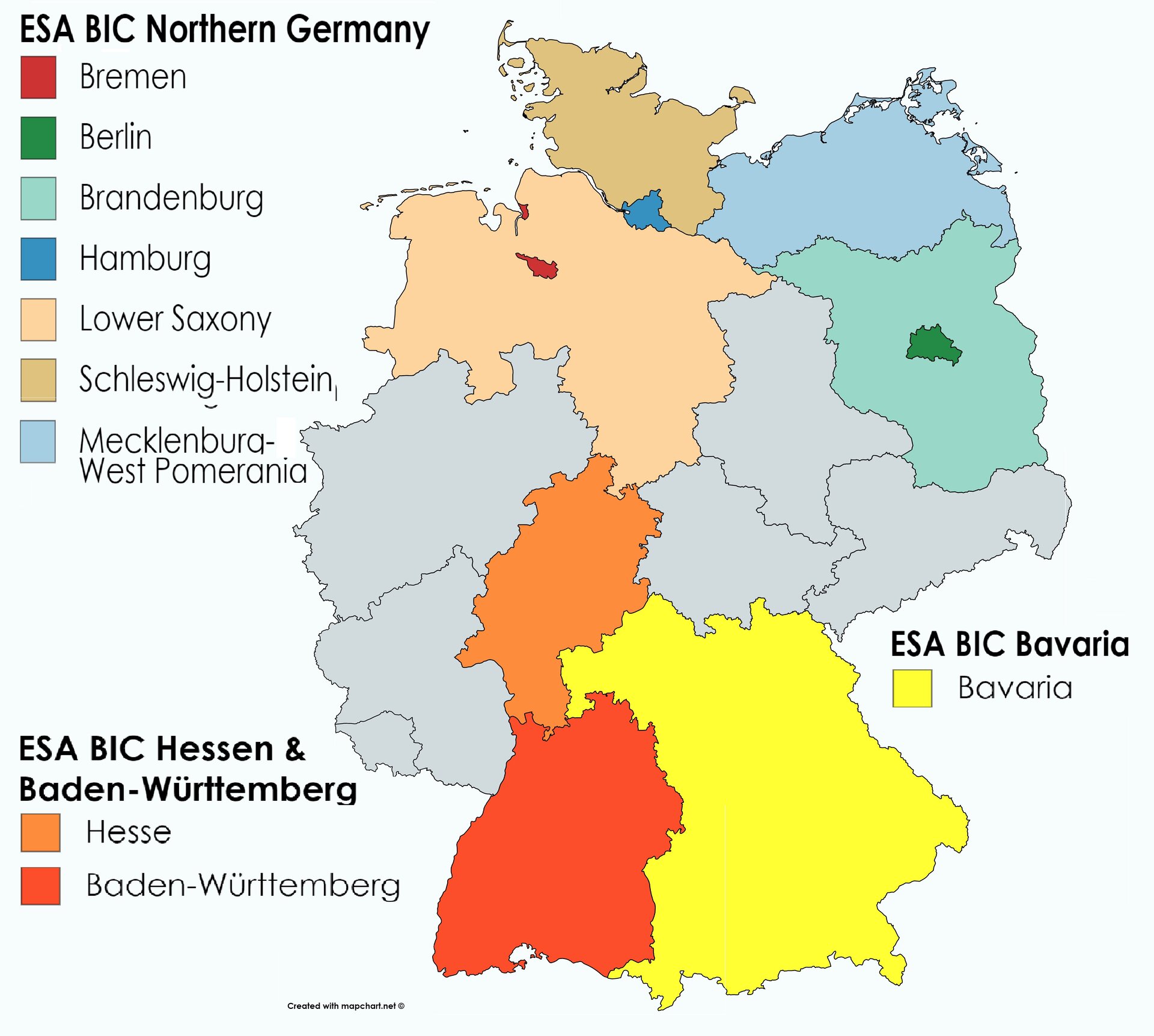 ESA BIC Hessen & Baden-Württemberg, ESA BIC Bavaria and ESA BIC Northern Germany
