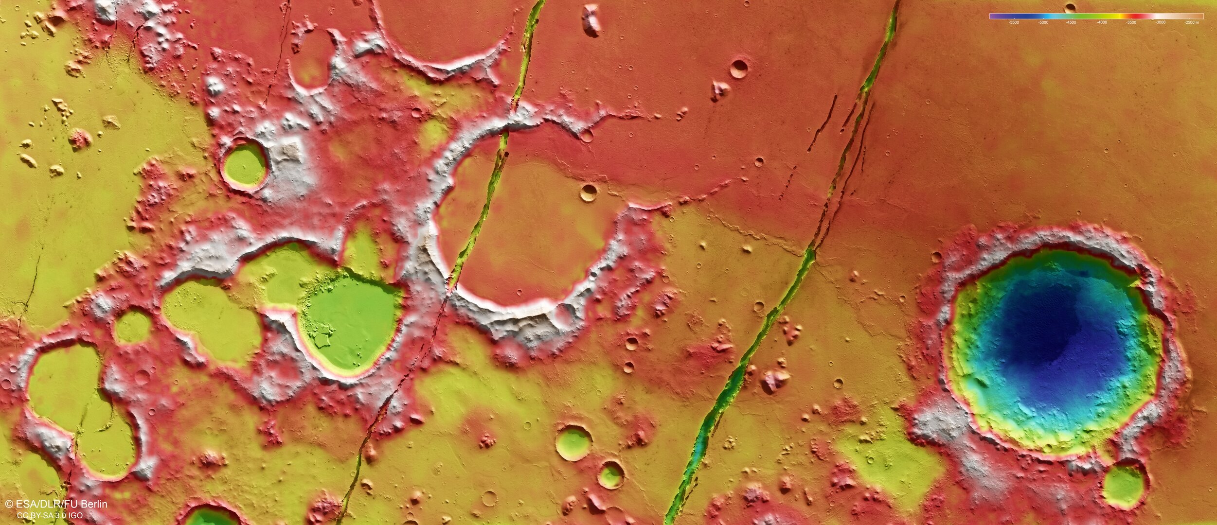 Topographic view of Cerberus Fossae