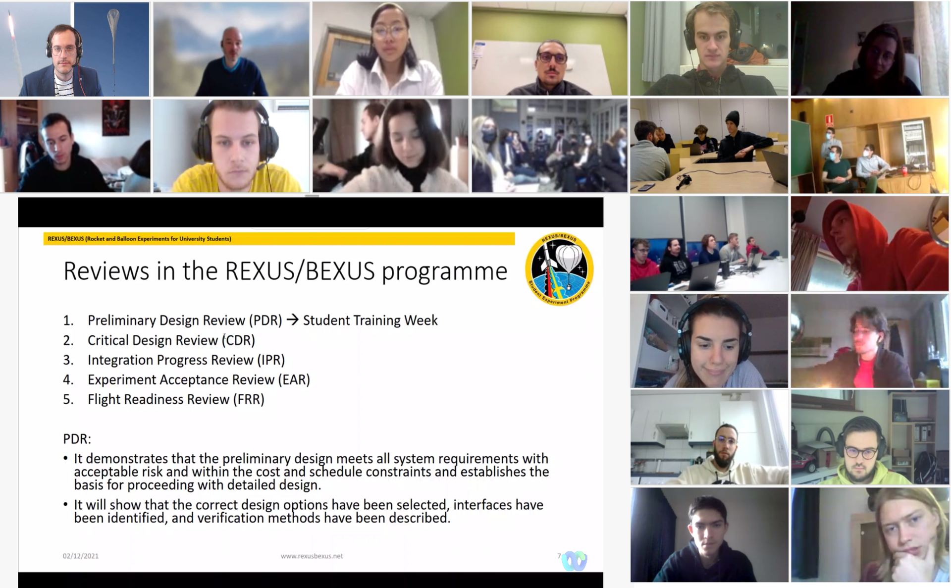 An expert from DLR MORABA explaining the reviews of the REXUS-BEXUS programme