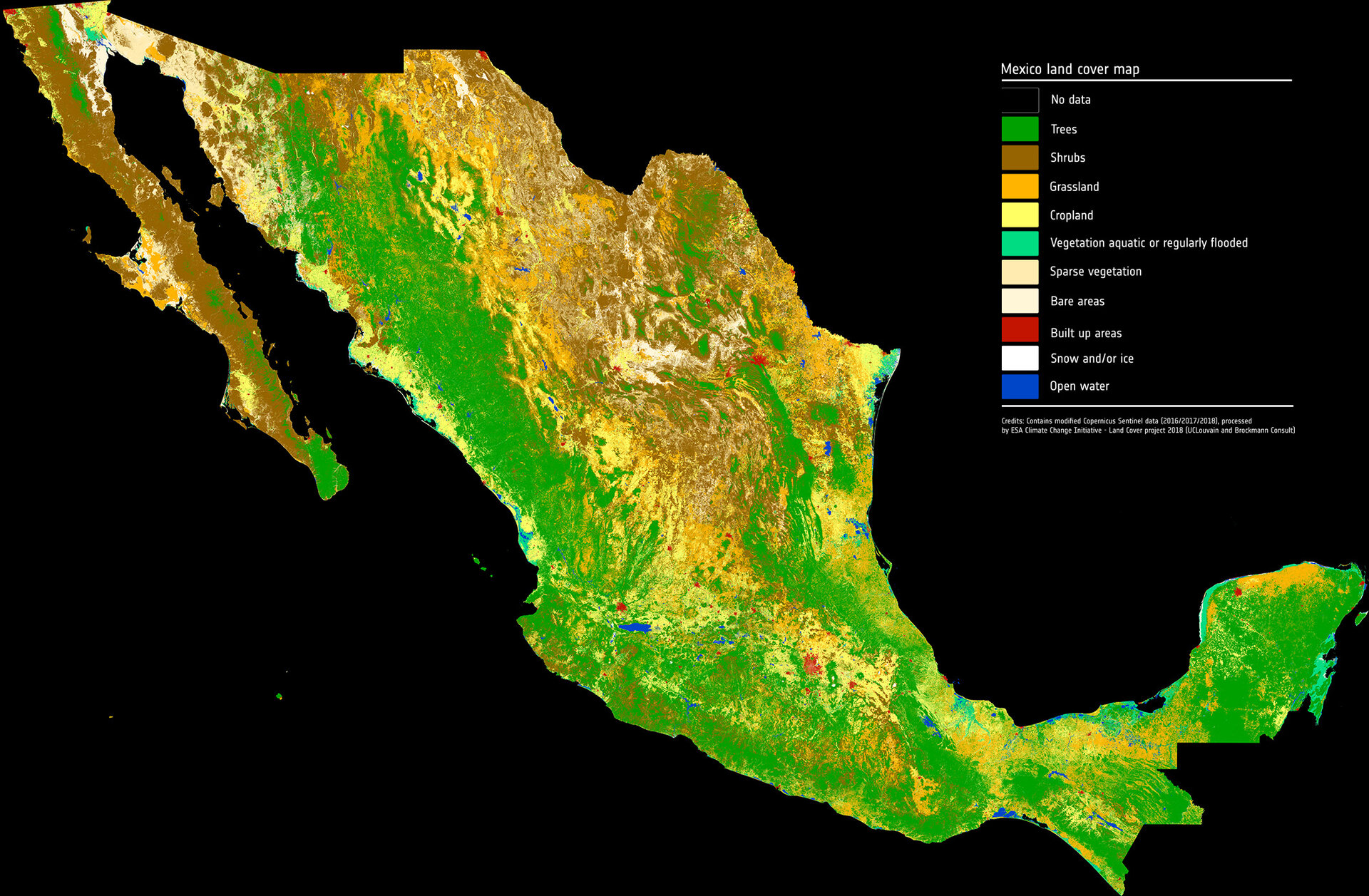 Mapa de la cubierta terrestre de México