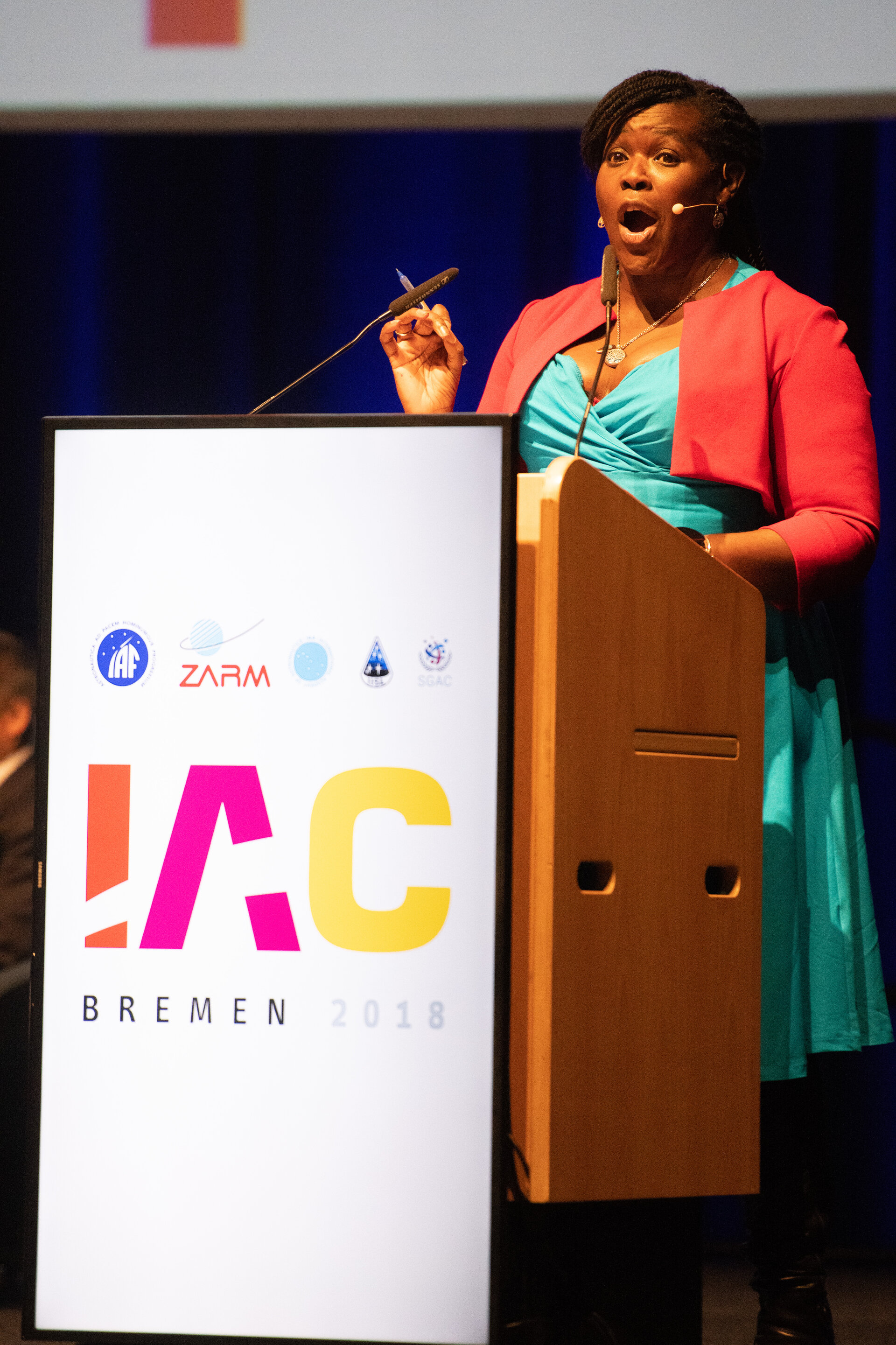 Moderator, Maggie Aderin-Pocock, during Heads of Space Agencies Plenary session