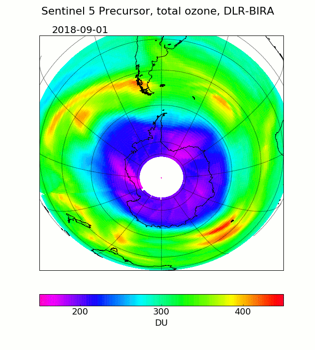 Ozone hole over Antarctica 