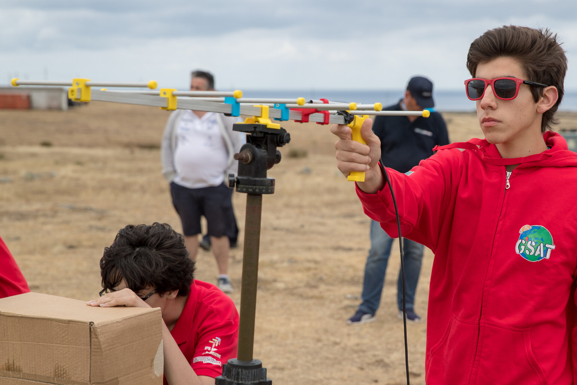 Team GSat, Portugal track their CanSat after launch.