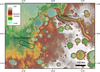 ExoMars landing site candidates – elevation 