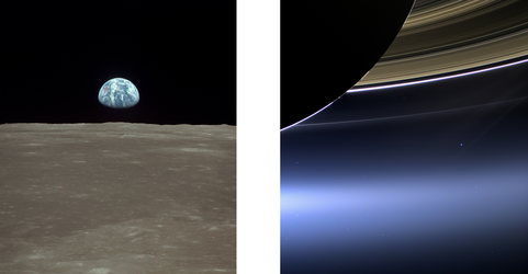 Earth seen from NASA's Apollo 11 and ESA's Cassini