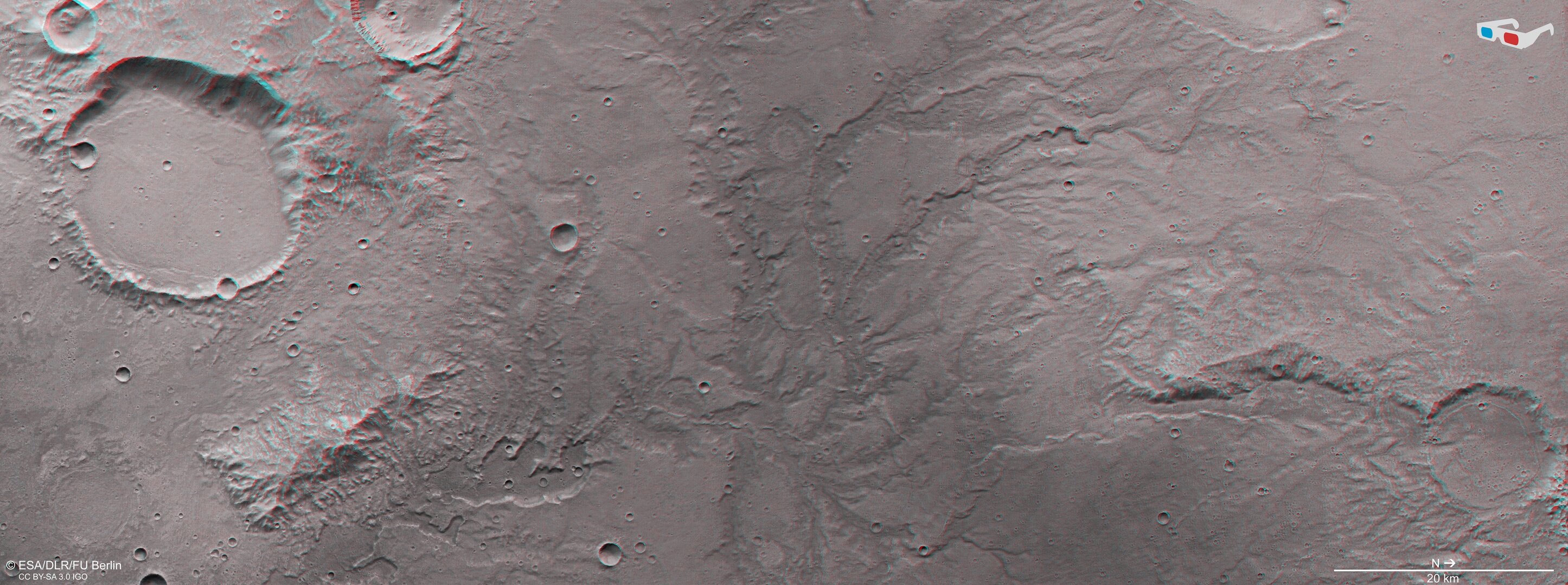Mars river valley network in 3D
