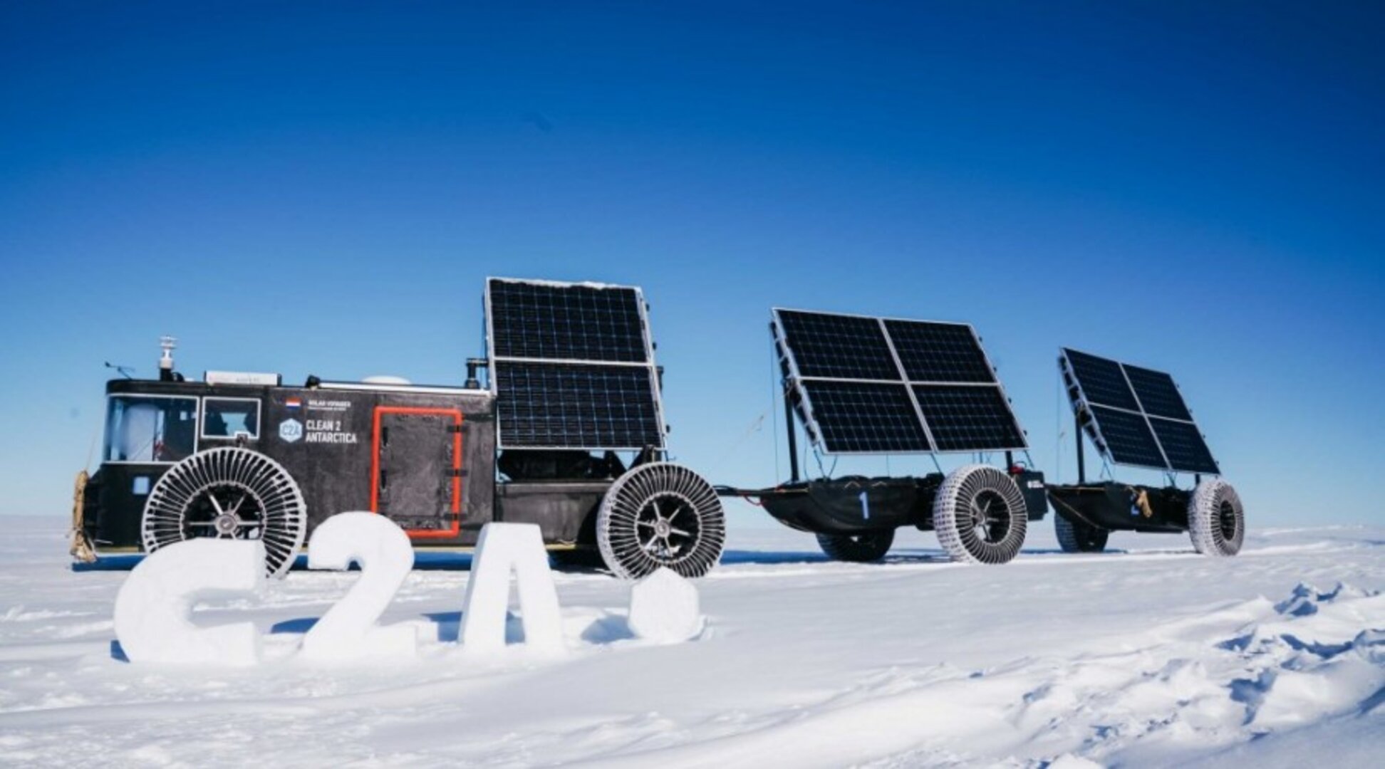Recycled solar powered car in Antarctica