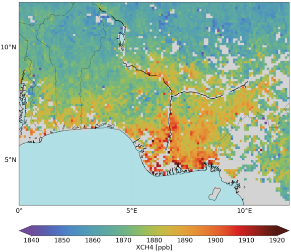 Methane over wetlands in Nigeria