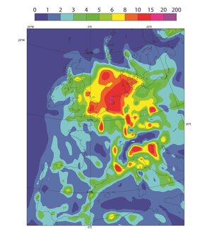 Tropospheric column nitrogen dioxide over Europe