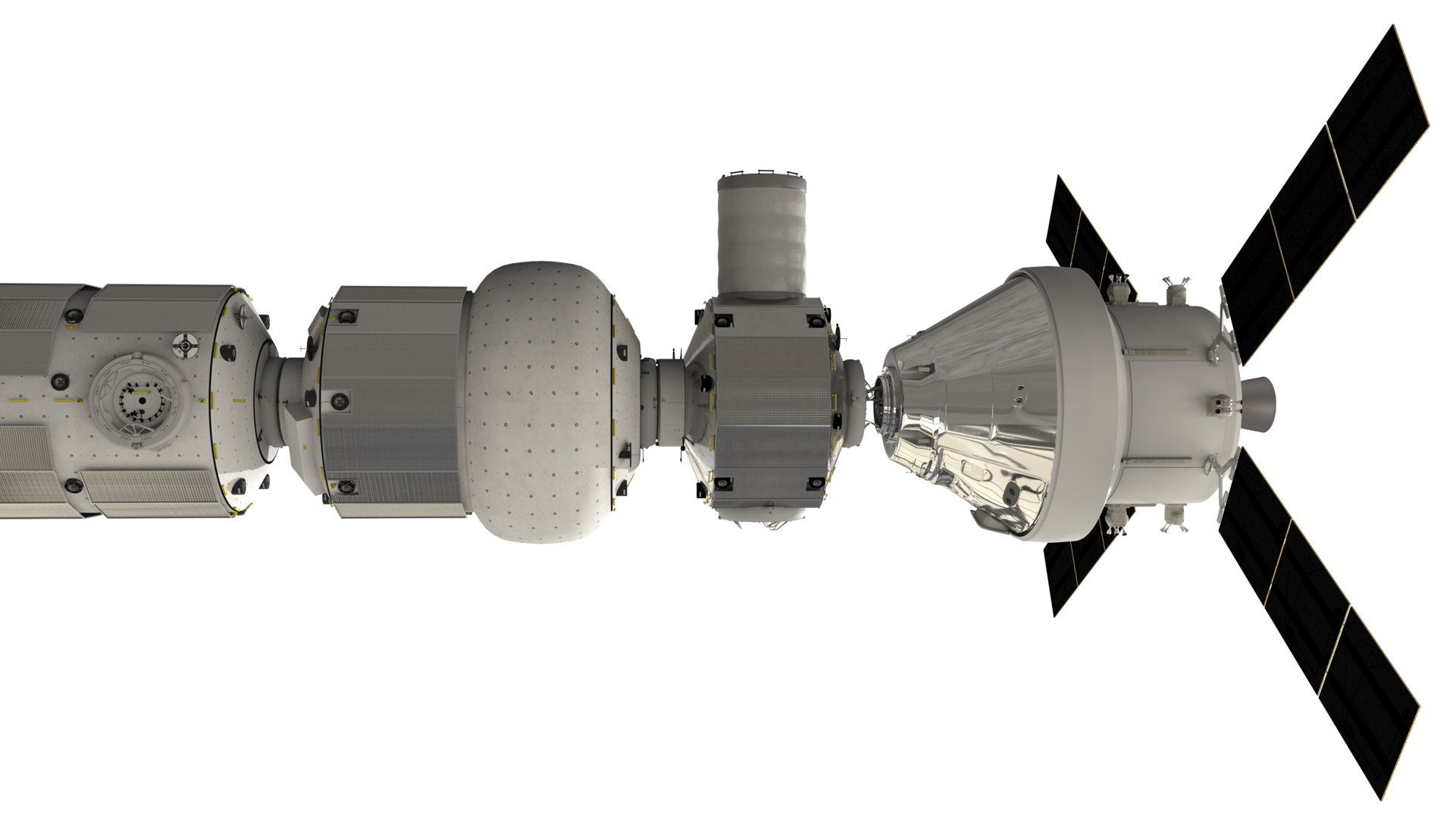 Gateway with Orion docking closeup – transparent background