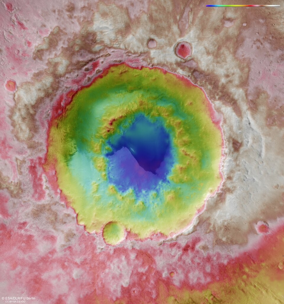 Topografický pohled na Lowellův kráter