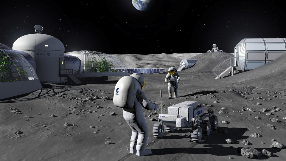 Artist impression of prospection activities in a Moon Base