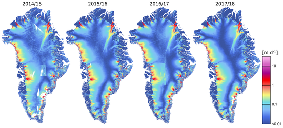 Ice velocity maps of Greenland