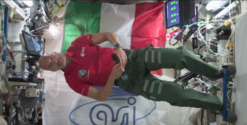 Luca Parmitano speaking with media while on the International Space Station