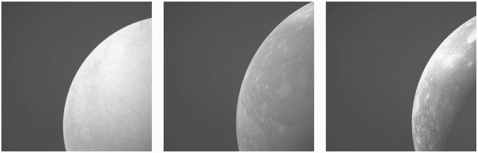 Simulated NavCam views of Jupiter moons