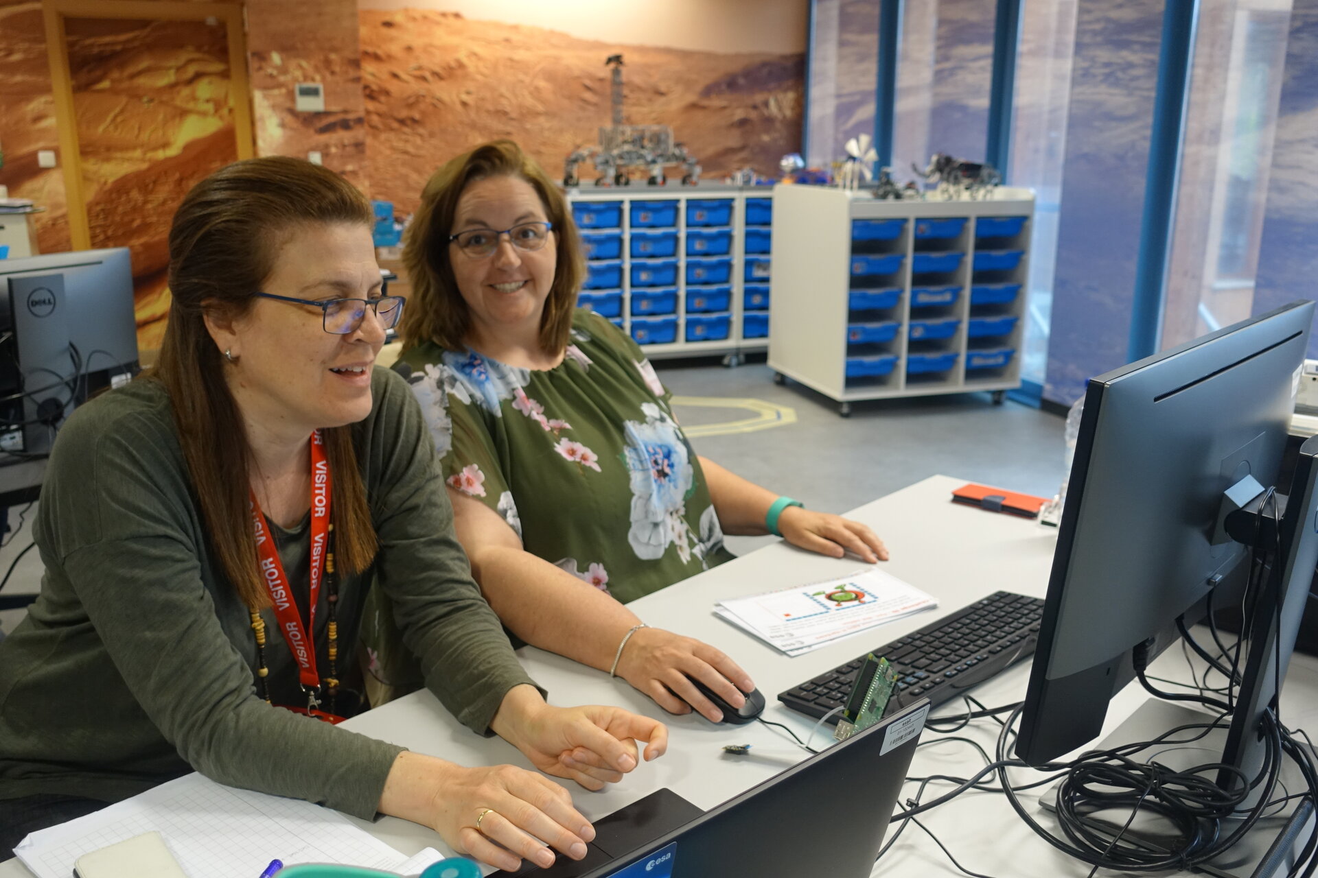 Primary school teachers programming Raspberry Pi for the Astro-pi mission.