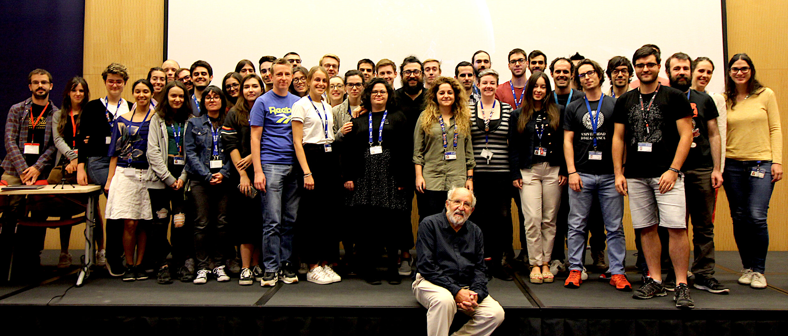 Michel Mayor with early career scientists at ESA