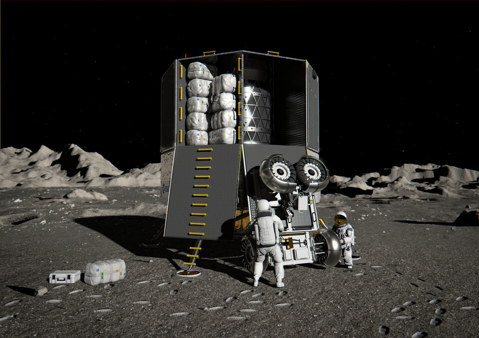 European Large Logistic Lander unloading cargo