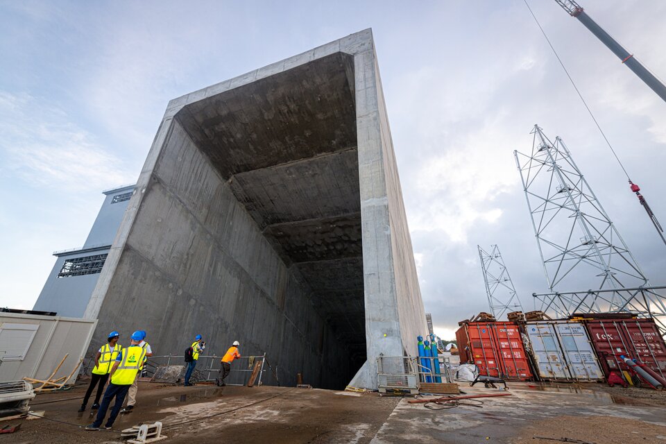 Opening to Ariane 6 concrete flame trench