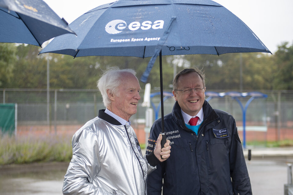 Rusty Schweickart with ESA's Director General