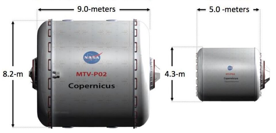 Standard habitat module compared to a hibernation module