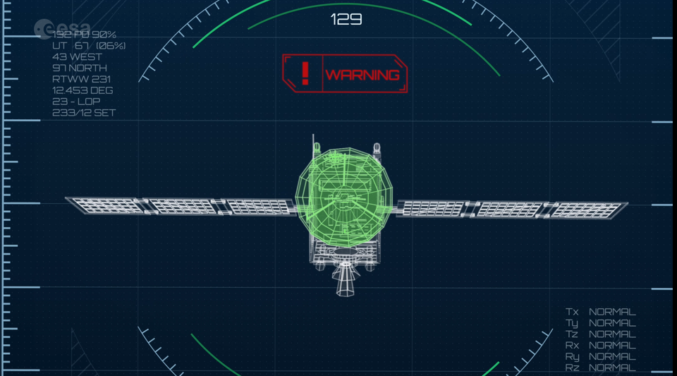 Animation from 'The burn' illustrating mission data systems - hugely complex marvels of software technology without which no spacecraft would fly