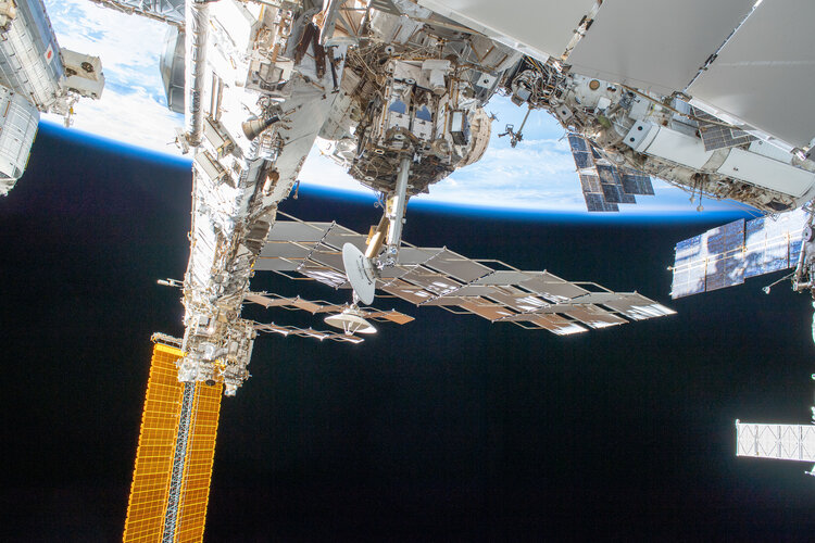 International Space Station radiators and solar arrays