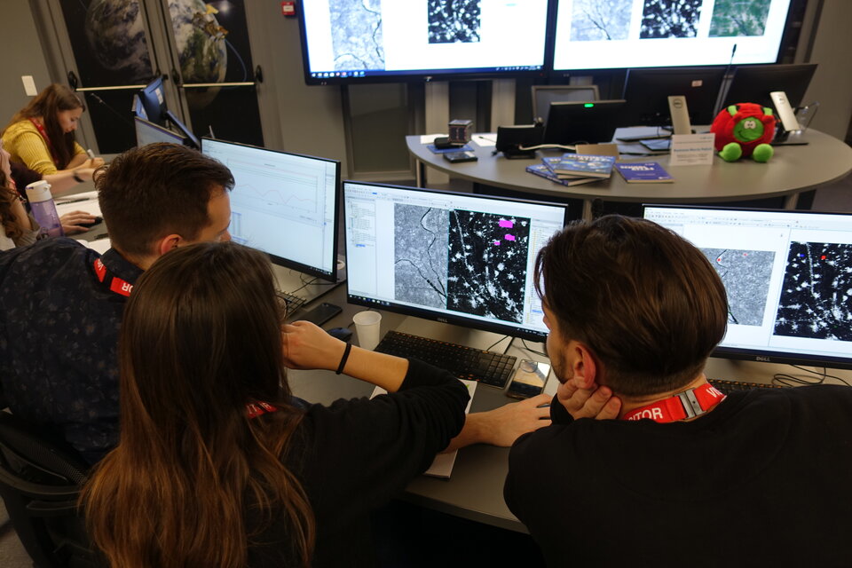 Student working on remote sensing images 