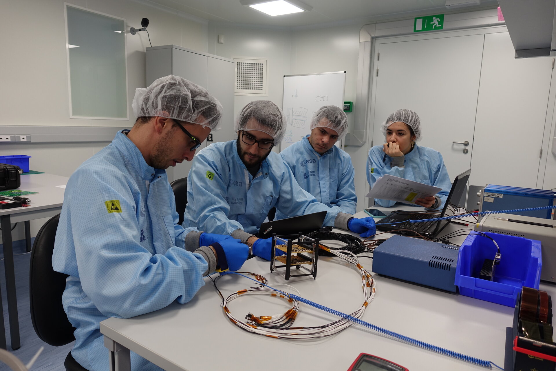 Students working together on CubeSat