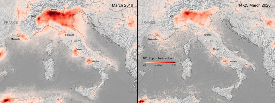 Nitrogen dioxide concentrations over Italy