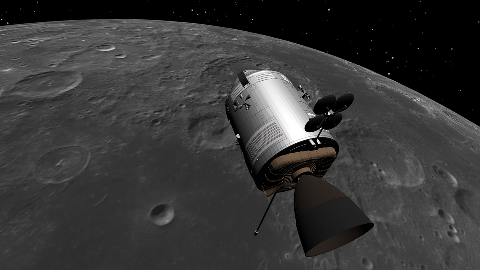 Módulo de mando y servicio de Apolo 15 en órbita lunar 