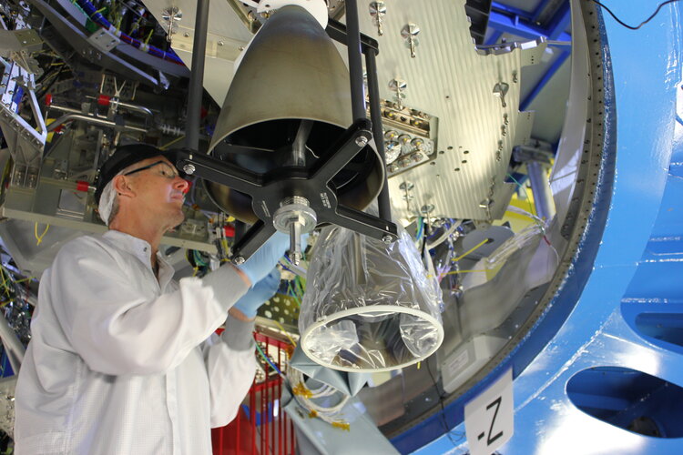 Working on European Service Module 2 engines