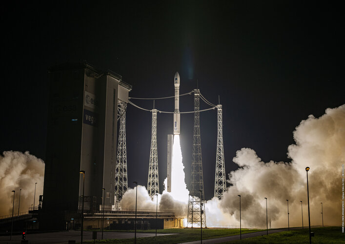 Vega lifts off on its first rideshare launch dedicated to light satellites using its new Small Spacecraft Mission Service dispenser.
