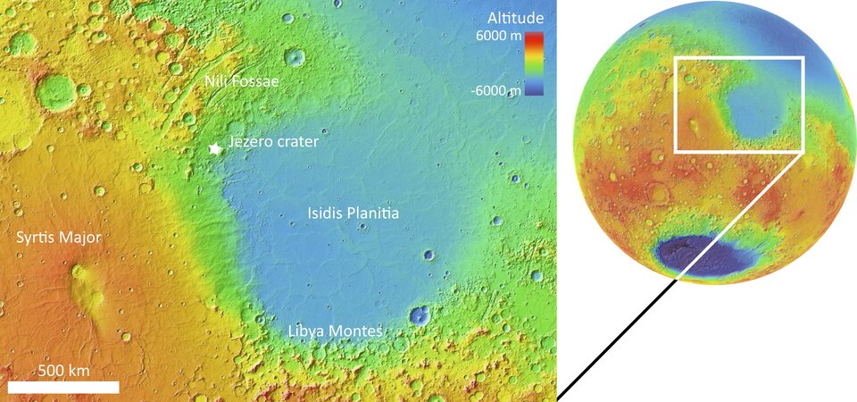 De topografie van Nili Fossae op Mars. Credit: met dank aan L. Mandon et al. (2020)