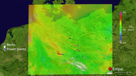 Simulated data showing carbon dioxide plumes